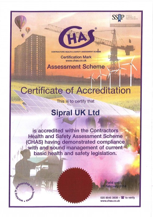 Sipral UK Ltd. získal akreditaci CHAS